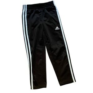 Adidas Track Pants Kids Size 5 Black Good 3-Stripe Athletic Sweatpants